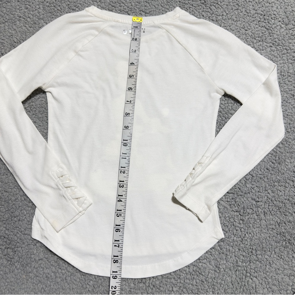 DKNY Girls White Long Sleeve Graphic T-Shirt, Size S(7), Scooter Cat Print Shirt - Picture 6 of 6